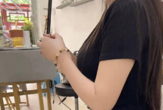 Beauty shop boss lady forced to lift her buttocks