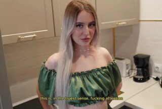 Russian blonde with a tight ass bent over for pleasure