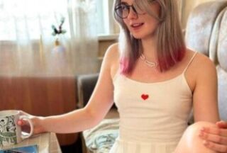 Young Russian shy girl with glasses knows how to suck perfectly