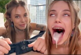 Russian girl received a lot of sperm in her mouth after a blowjob