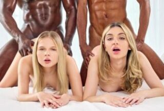 Blacks with big dicks fuck beauties in group sex