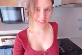 Russian girl gives a guy a blowjob in the kitchen with pleasure