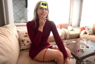 The blonde lost to the guy and had to fuck doggy style